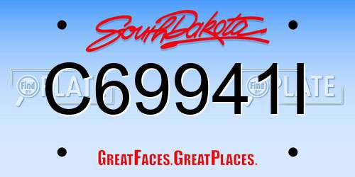 C69941I South Dakota License Plate
