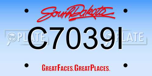 C7039I South Dakota License Plate