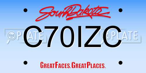 C70IZC South Dakota License Plate