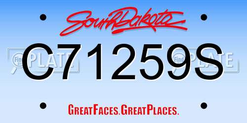 C71259S South Dakota License Plate