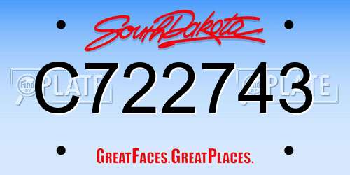 C722743 South Dakota License Plate