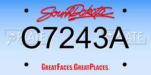 C7243A South Dakota License Plate