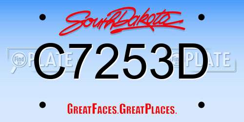 C7253D South Dakota License Plate