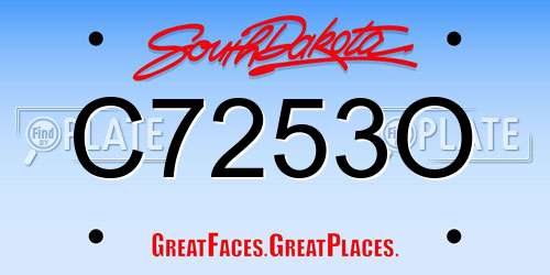 C7253O South Dakota License Plate