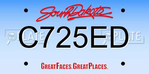 C725ED South Dakota License Plate