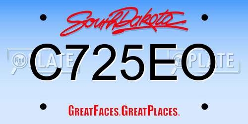 C725EO South Dakota License Plate