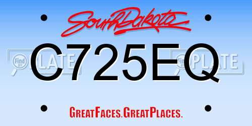 C725EQ South Dakota License Plate