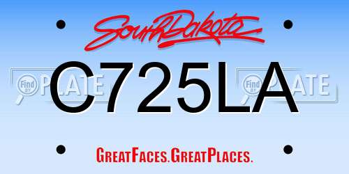 C725LA South Dakota License Plate