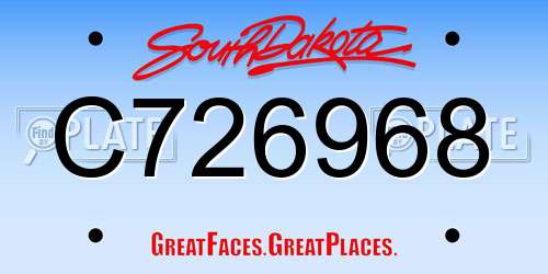 C726968 South Dakota License Plate