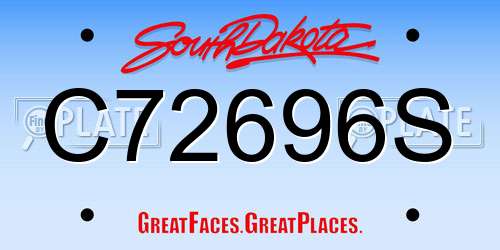 C72696S South Dakota License Plate