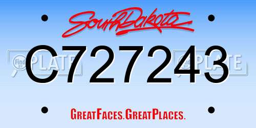 C727243 South Dakota License Plate