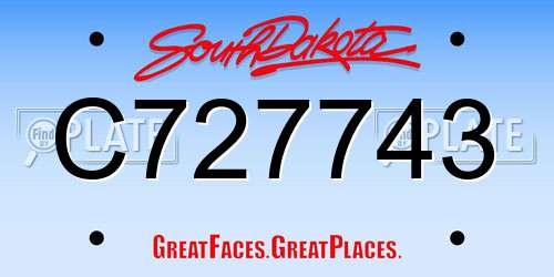 C727743 South Dakota License Plate