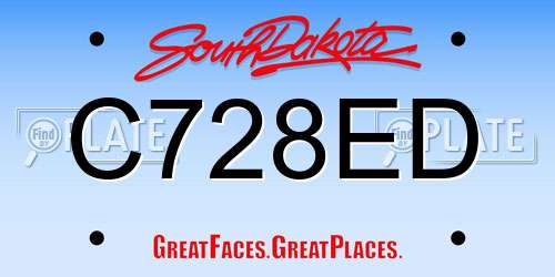 C728ED South Dakota License Plate