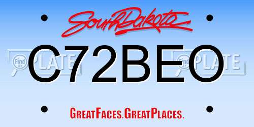 C72BEO South Dakota License Plate