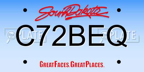 C72BEQ South Dakota License Plate
