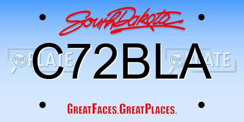 C72BLA South Dakota License Plate