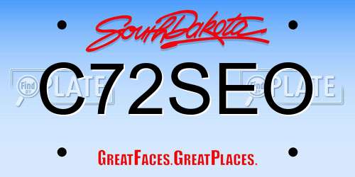 C72SEO South Dakota License Plate