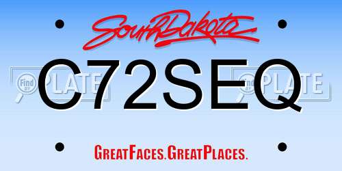 C72SEQ South Dakota License Plate