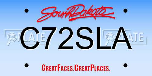 C72SLA South Dakota License Plate