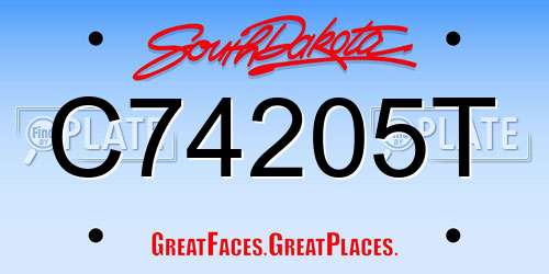 C74205T South Dakota License Plate