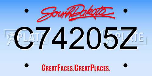 C74205Z South Dakota License Plate