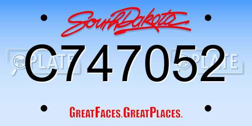 C747052 South Dakota License Plate