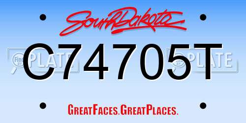 C74705T South Dakota License Plate