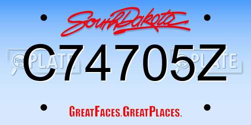 C74705Z South Dakota License Plate