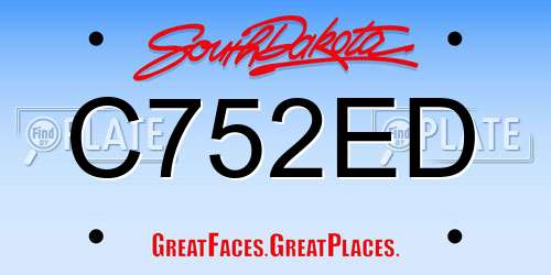 C752ED South Dakota License Plate