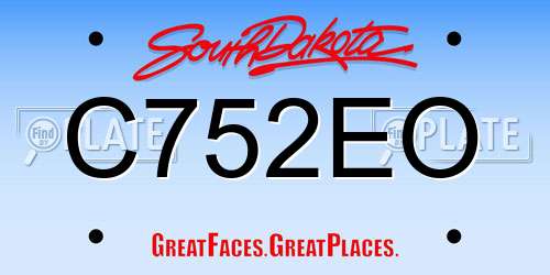 C752EO South Dakota License Plate