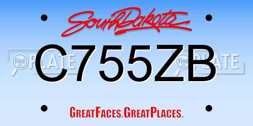 C755ZB South Dakota License Plate