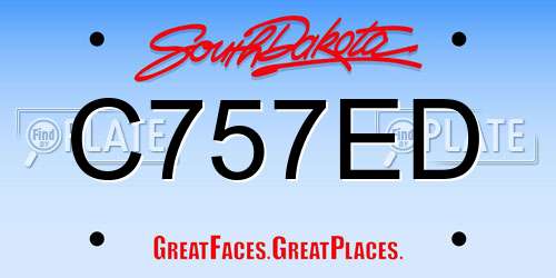 C757ED South Dakota License Plate