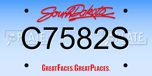 C7582S South Dakota License Plate