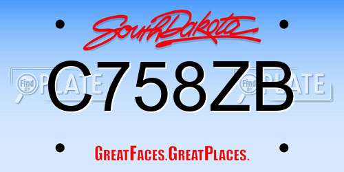 C758ZB South Dakota License Plate