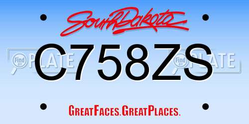 C758ZS South Dakota License Plate