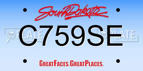 C759SE South Dakota License Plate