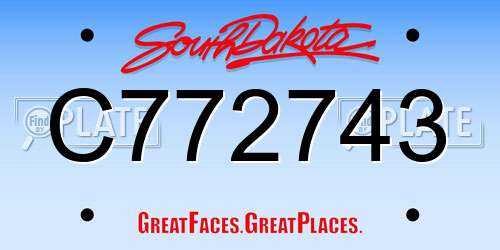 C772743 South Dakota License Plate