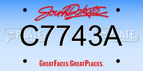 C7743A South Dakota License Plate