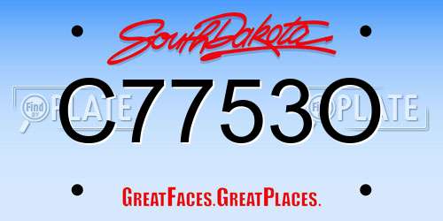 C7753O South Dakota License Plate