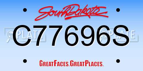 C77696S South Dakota License Plate