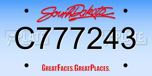 C777243 South Dakota License Plate