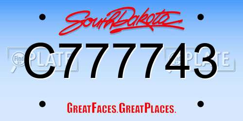 C777743 South Dakota License Plate