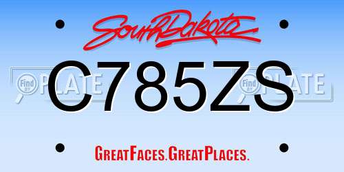 C785ZS South Dakota License Plate