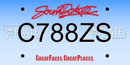 C788ZS South Dakota License Plate