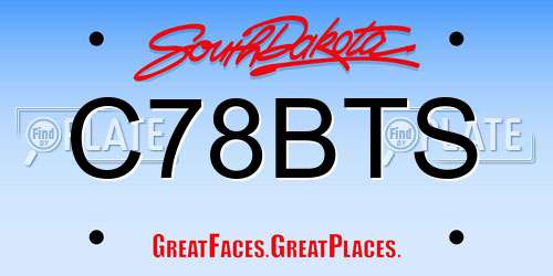 C78BTS South Dakota License Plate