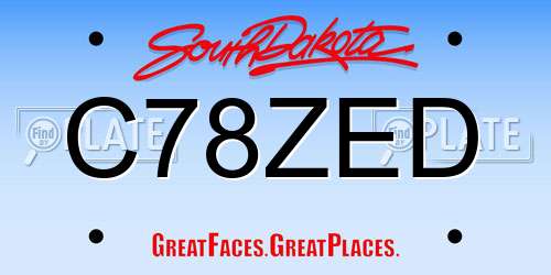 C78ZED South Dakota License Plate