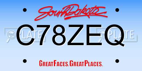C78ZEQ South Dakota License Plate