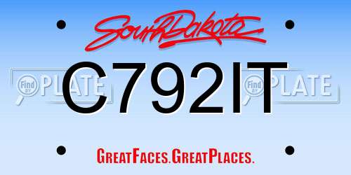 C792IT South Dakota License Plate