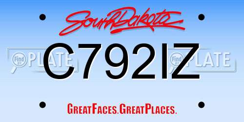 C792IZ South Dakota License Plate
