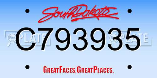 C793935 South Dakota License Plate